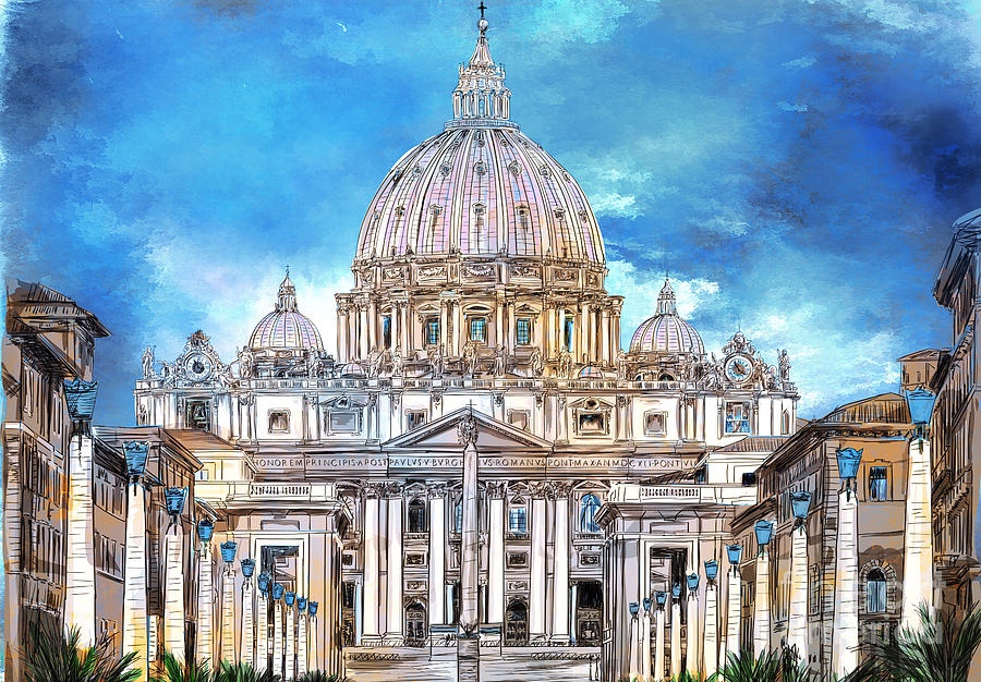 Architecture Digital Art - St. Peters Basilica by Andrzej Szczerski