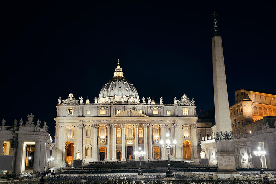St Peters Basilica at night Photograph by Songquan Deng