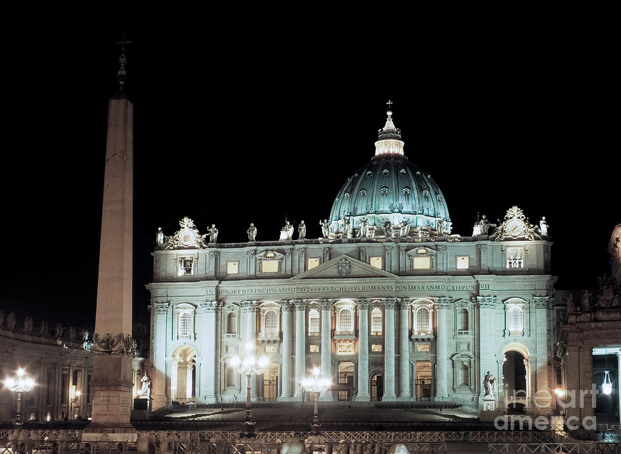 St Peters basilica by night Photograph by Fabrizio Ruggeri