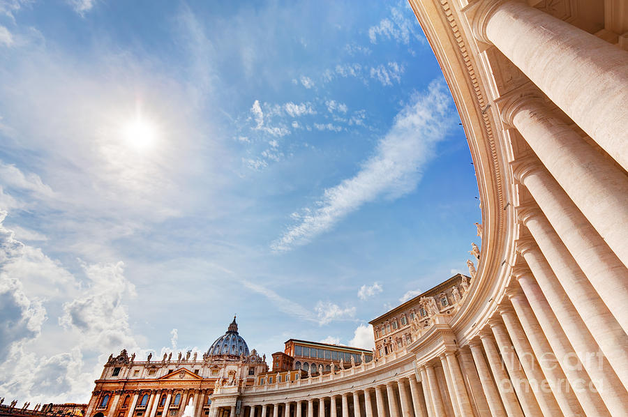 St. Peters Basilica colonnades columns in Vatican City Photograph by Michal Bednarek