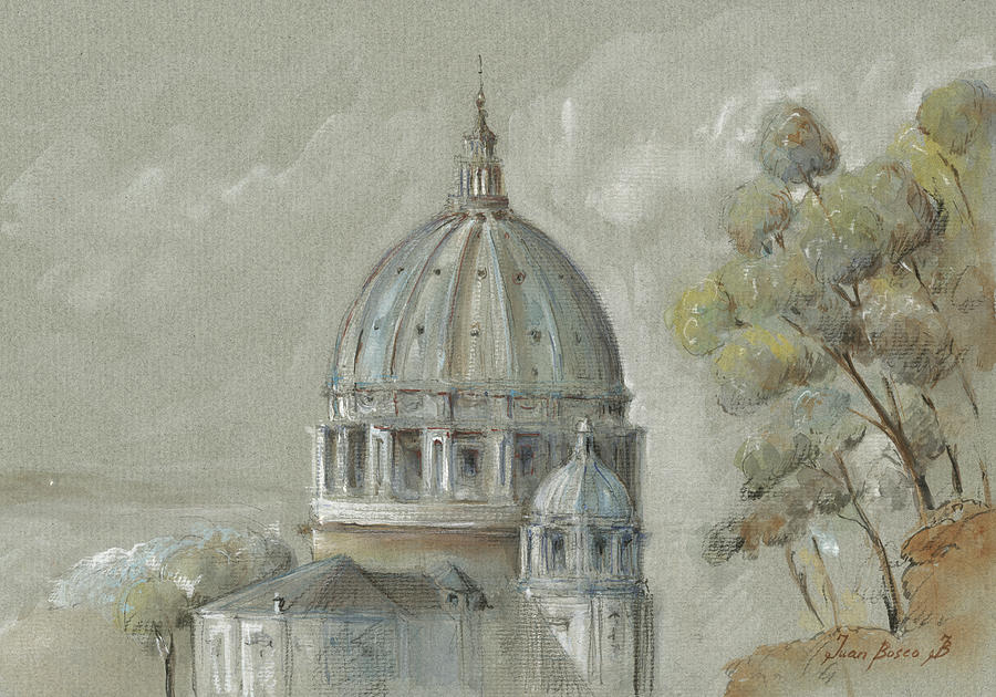 Ancient Ruins Painting - St Peters Basilica Rome by Juan Bosco