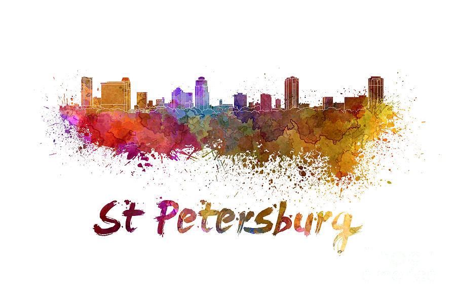  St Petersburg FL skyline  in watercolor Painting by Pablo 