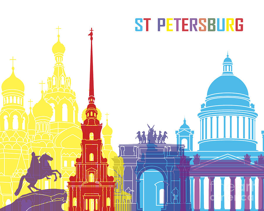 St Petersburg skyline pop Painting by Pablo Romero