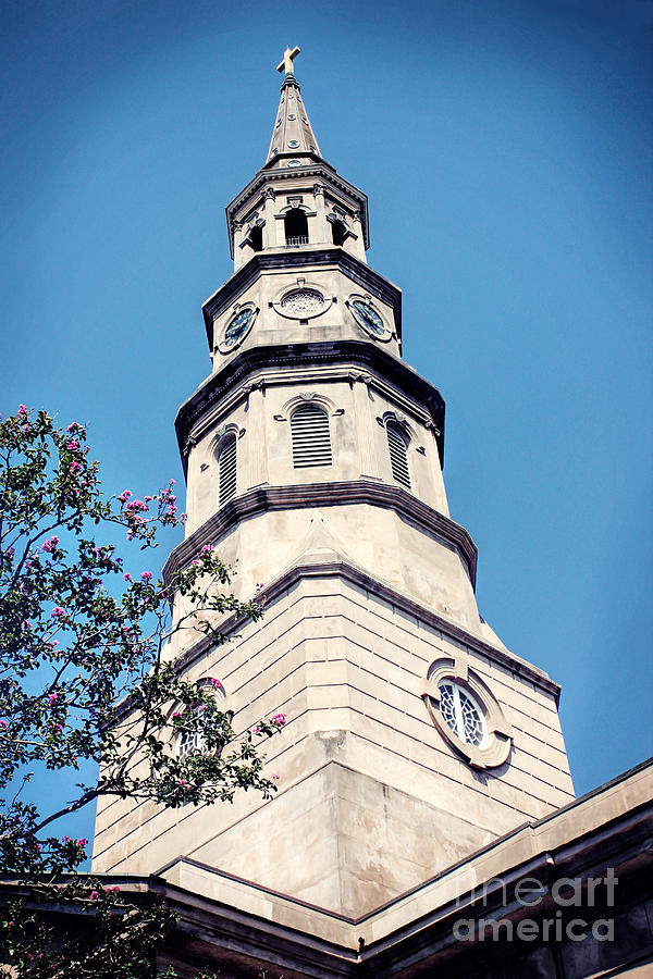 St. Phillips Church Steeple, Charleston, South Carolina Photograph by Sharon McConnell