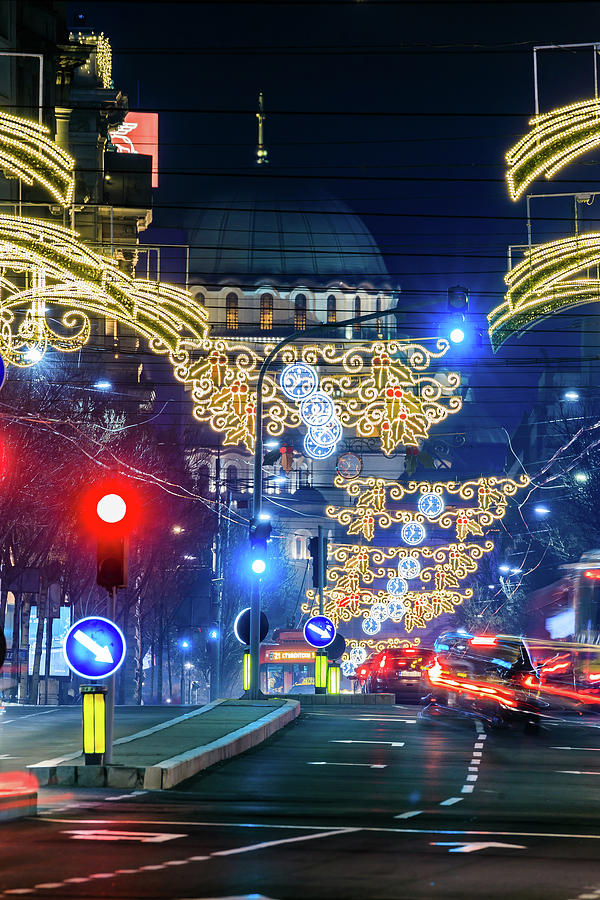 Magnificent Photograph - St. Sava Temple in Belgrade playing hide and seek with the Christmas decorations by Dejan Kostic Magnificent Photograph - St. Sava Temple in Belgrade playing hide and seek with the Christmas decorations by Dejan Kostic