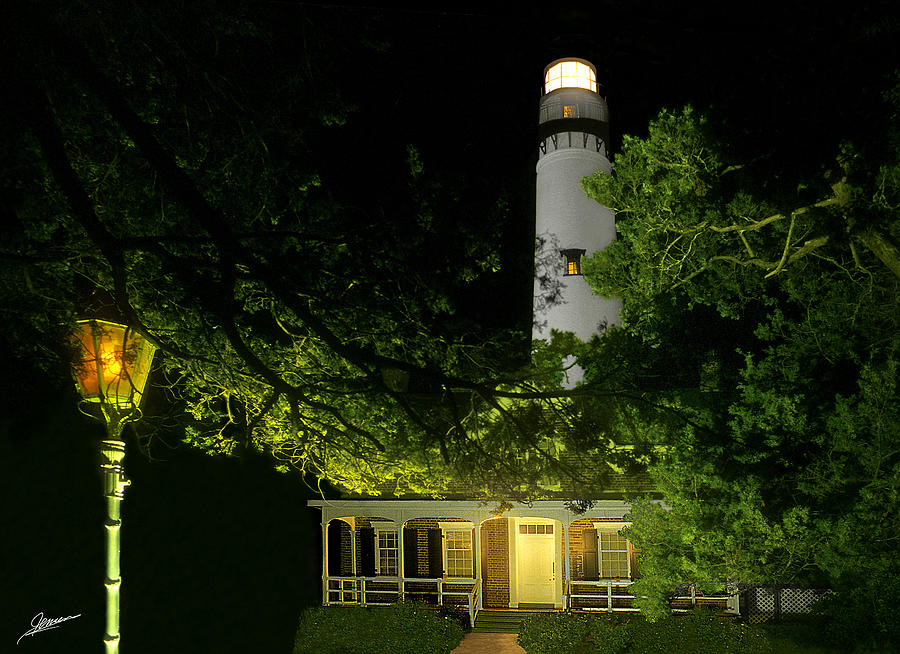 St. Simon Light and Keepers Quarters Photograph by Phil Jensen