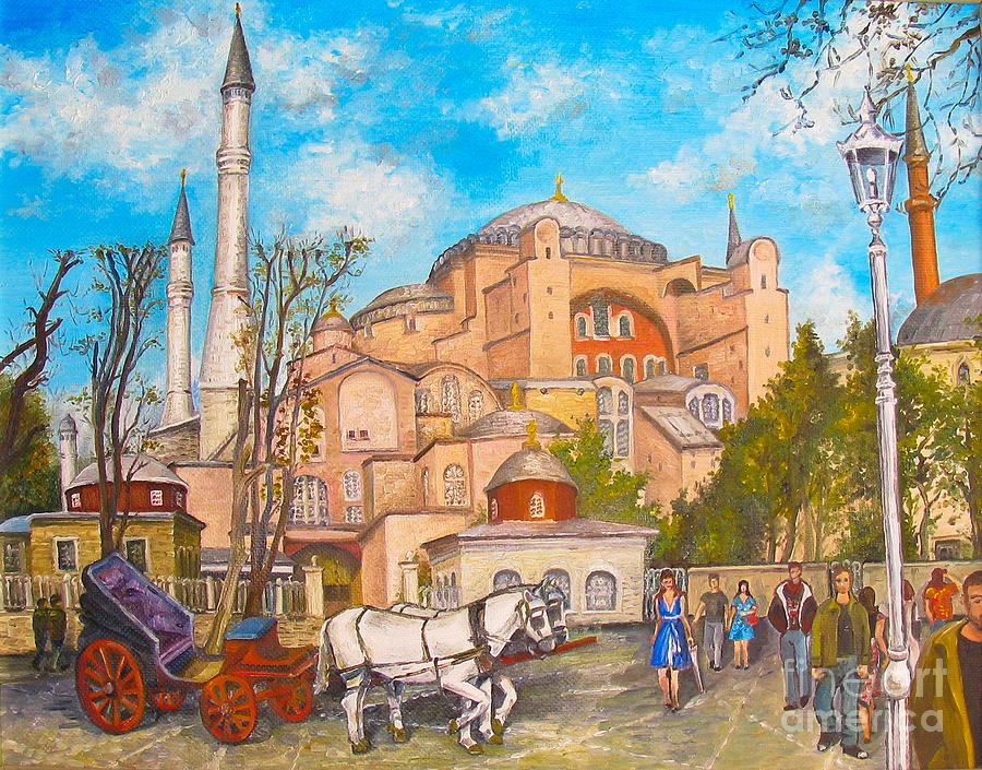 St. Sophia in Istanbul Painting by Elena Yalcin