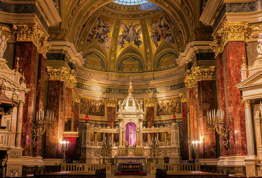St Stephens Basilica Interior Budapest II Photograph by Joan Carroll