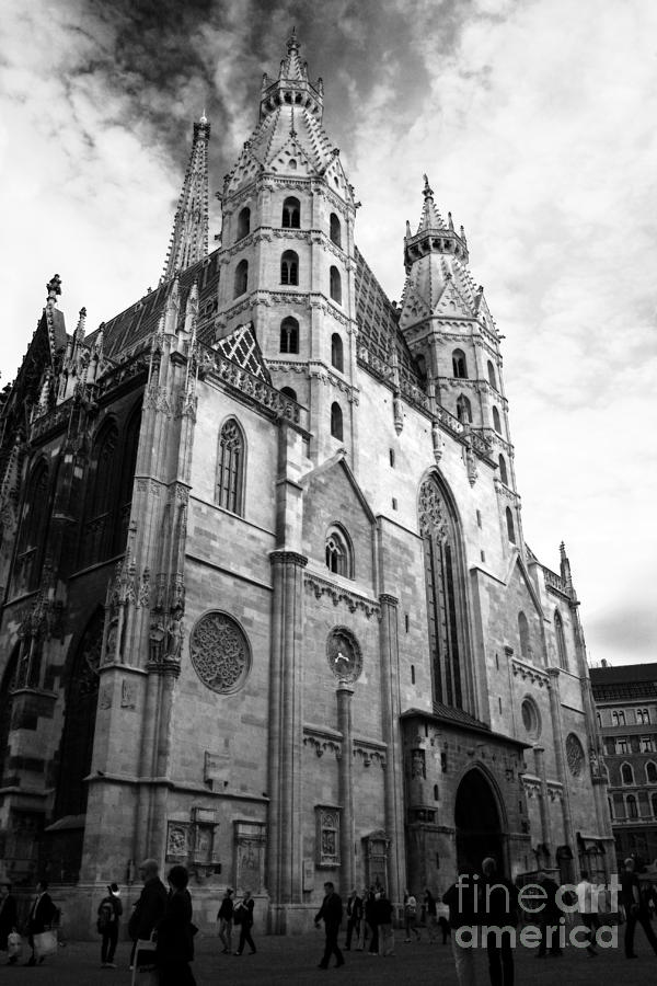 St Stephens Cathedral Vienna in Black and White Photograph by Angela Rath