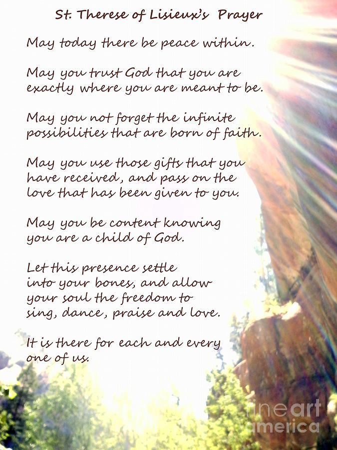 St Therese of Lisieux Prayer and True Light Lower Emerald Pools Zion Photograph by Heather Kirk