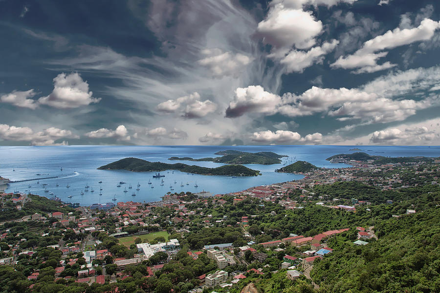 Charlotte Photograph - St Thomas Bay from Mountains by Darryl Brooks