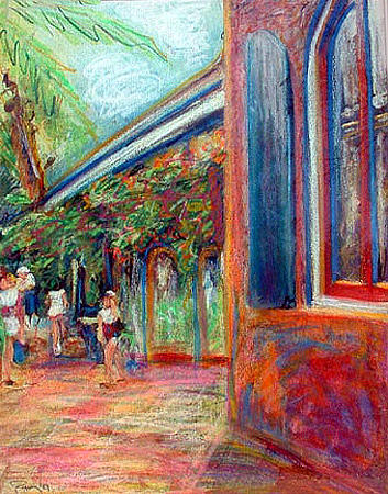 St. Thomas Sidewalk Pastel by Banning Lary