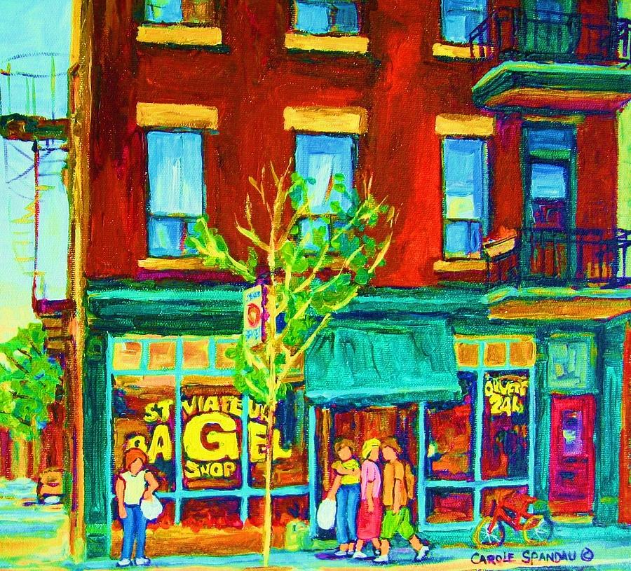 St Viateur Bagel Shop Painting by Carole Spandau