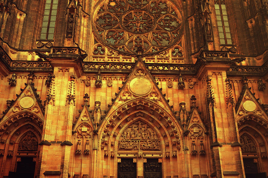 St. Vitus Cathedral. Architectural Details Of Facade Photograph
