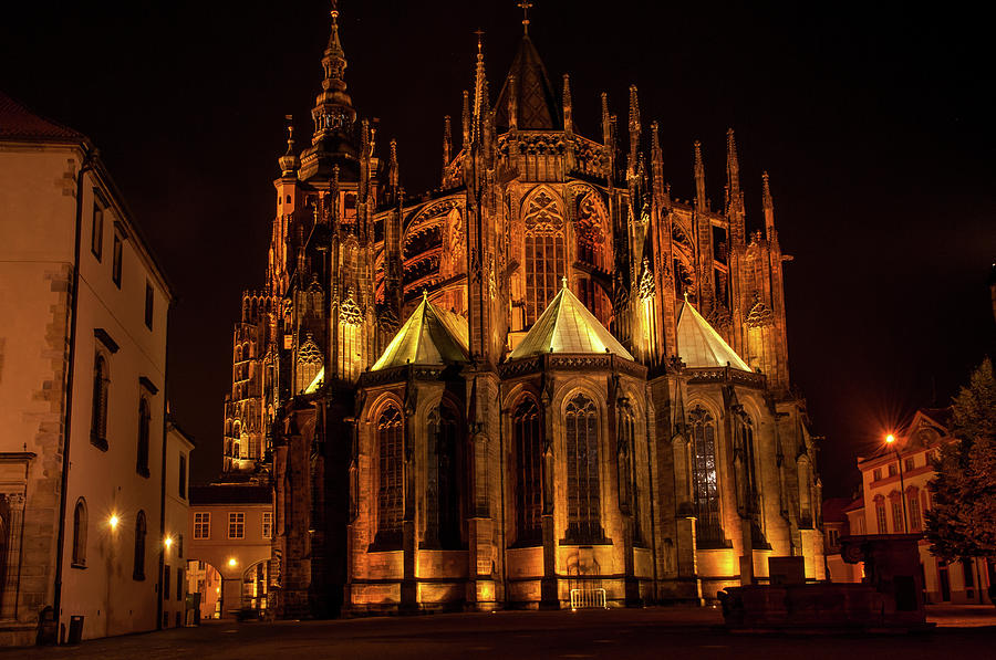 St. Vitus Cathedral at Night Photograph by Jenny Rainbow