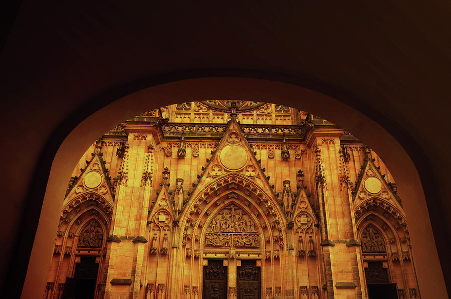 St. Vitus Cathedral Facade in Arch  Photograph by Jenny Rainbow