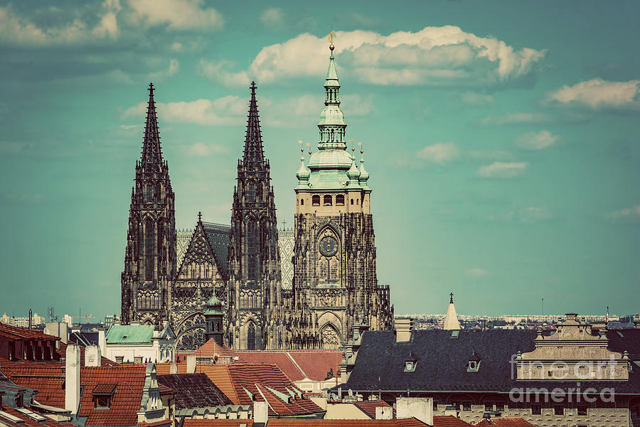 St. Vitus Cathedral, Prague, Czech Republic. Vintage Photograph by Michal Bednarek