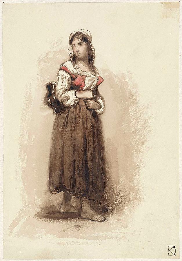 Woman Painting - Staande meid met een kruik op de rug by Johan Danifel