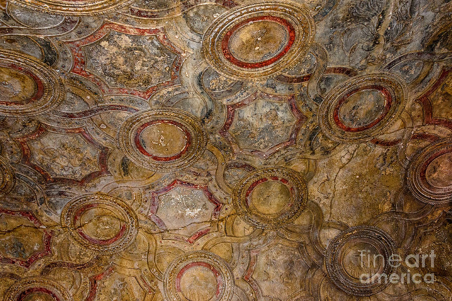 Abstract Photograph - Stabian Baths - Decorative Ceiling - Pompeii by Debra Martz