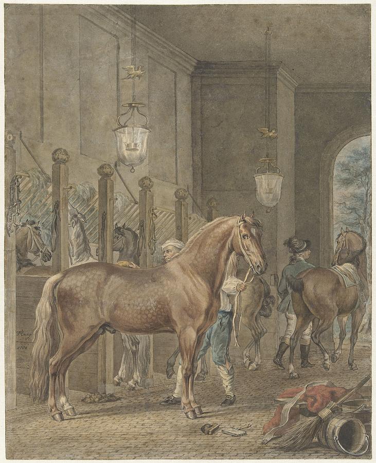 Stable Interior, Tethart Philip Christian Haag, 1780 Painting by Celestial Images