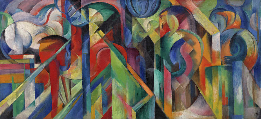 Franz Marc Painting - Stables by Franz Marc