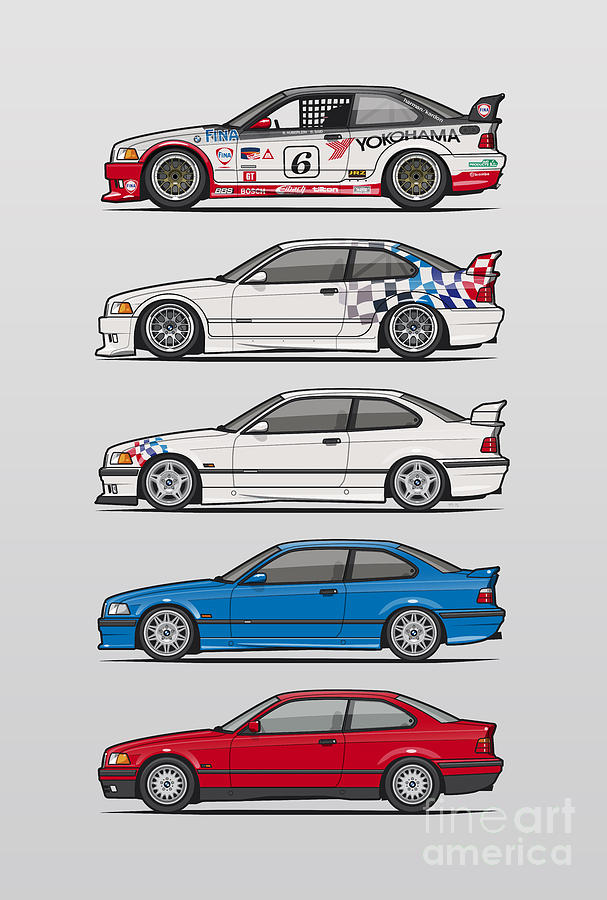 San Diego Digital Art - Stack of BMW 3 Series E36 Coupes by Tom Mayer II Monkey Crisis On Mars