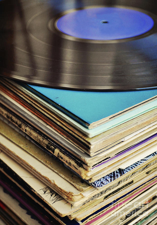 Vintage Photograph - Stack of records by Lyn Randle