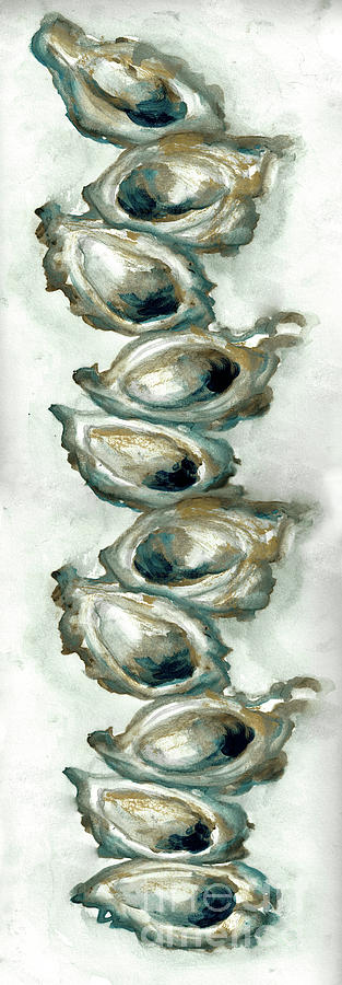 Stack of Ten oysters on the half shell Painting by Francelle Theriot