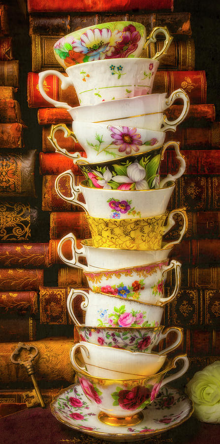 Stacked High tea Cups Photograph by Garry Gay