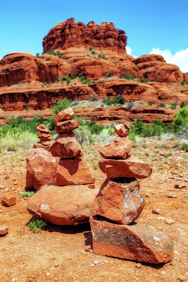 Nature Photograph - Stacked Rocks At Bell Rock in Sedona by Good Focused