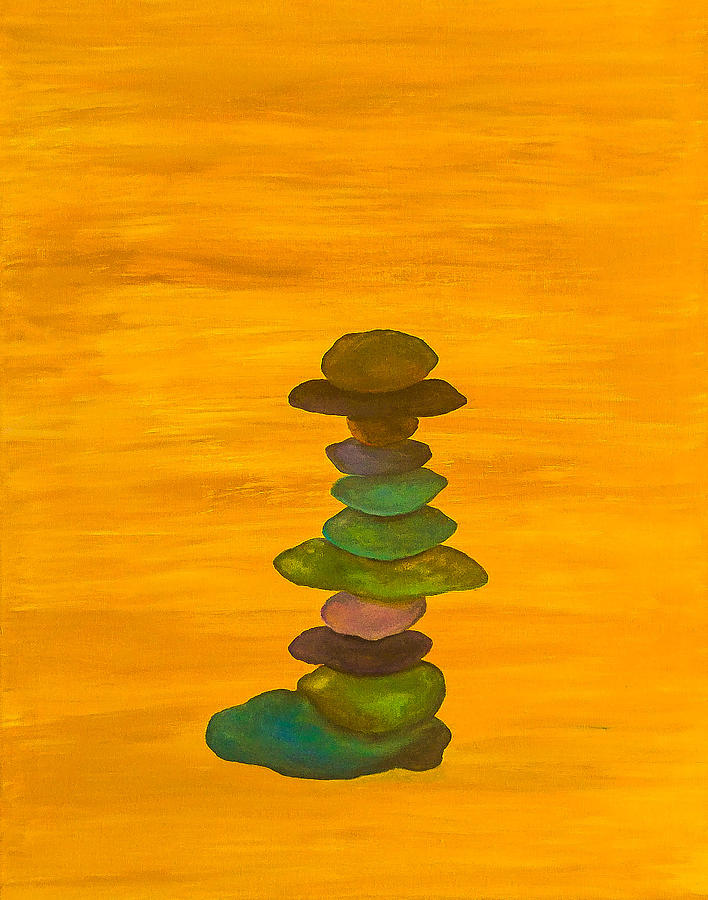 Stacking stones  Painting by Faashie Sha
