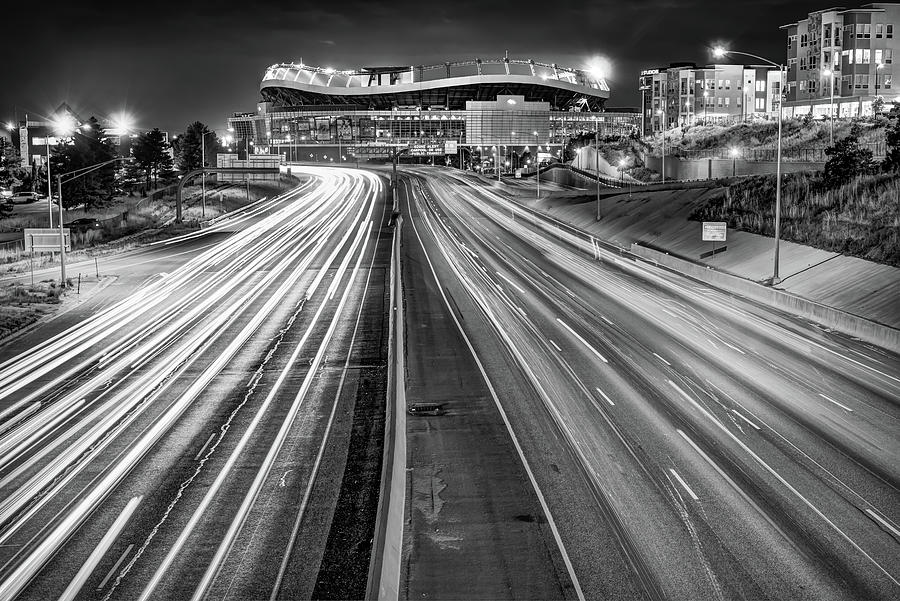 Stadium At Mile High - Denver Colorado - Black And White Photograph