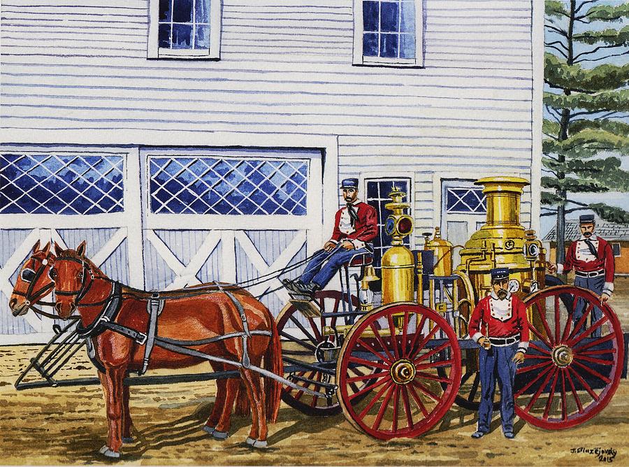 Stafford Springs Ct. fire dept. 1880s Painting by Jeff Blazejovsky