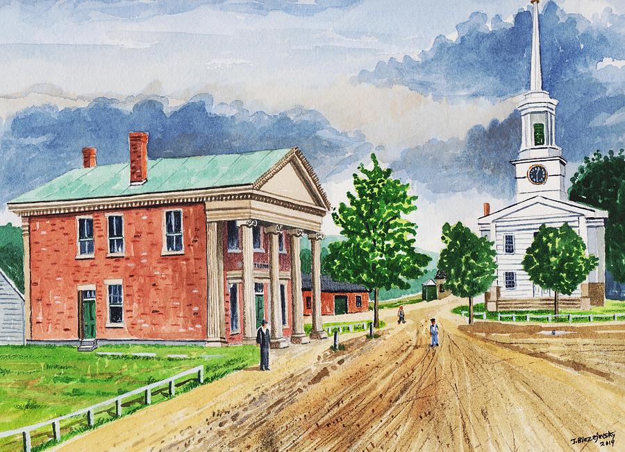 Stafford Springs Ct. main st. 1870s Painting by Jeff Blazejovsky