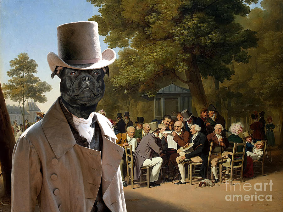 Staffordshire Bull Terrier Art - Politicians in the Tuileries Gardens Painting by Sandra Sij
