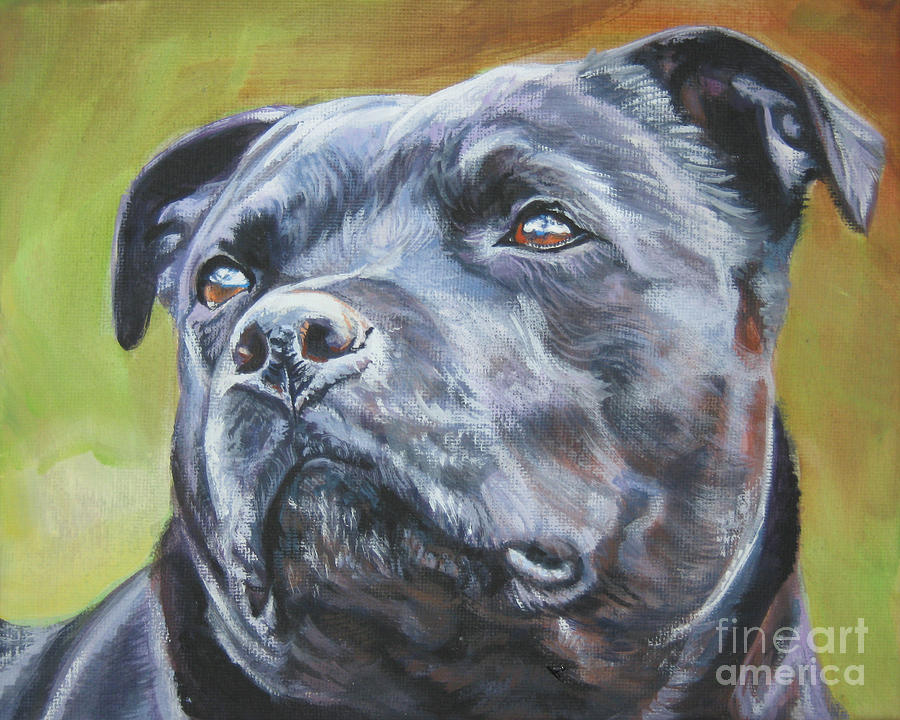 Pitbull Painting - Staffordshire Bull Terrier by Lee Ann Shepard