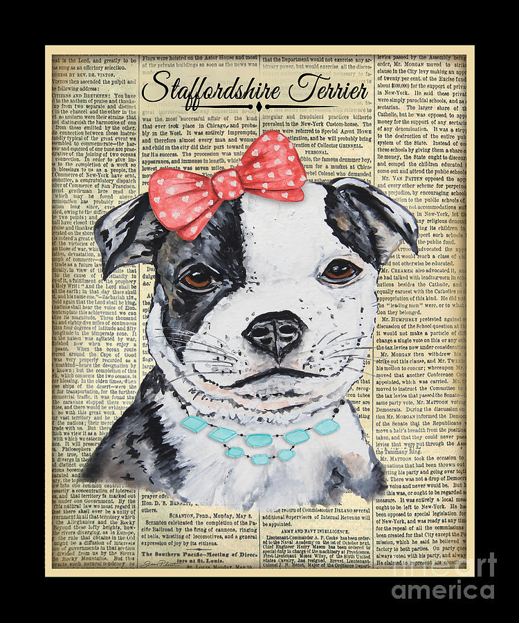 Staffordshire Terrier-JP3857 Painting by Jean Plout