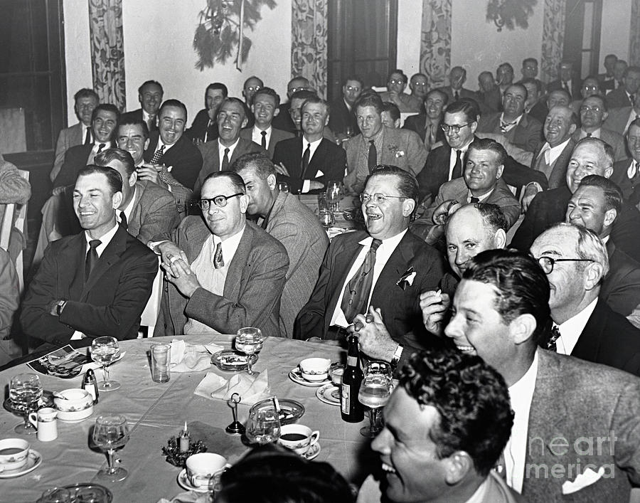Golf Photograph - Stag dinner and awards Monterey Peninsula Country Club, Pebble Beach 1950 by Monterey County Historical Society