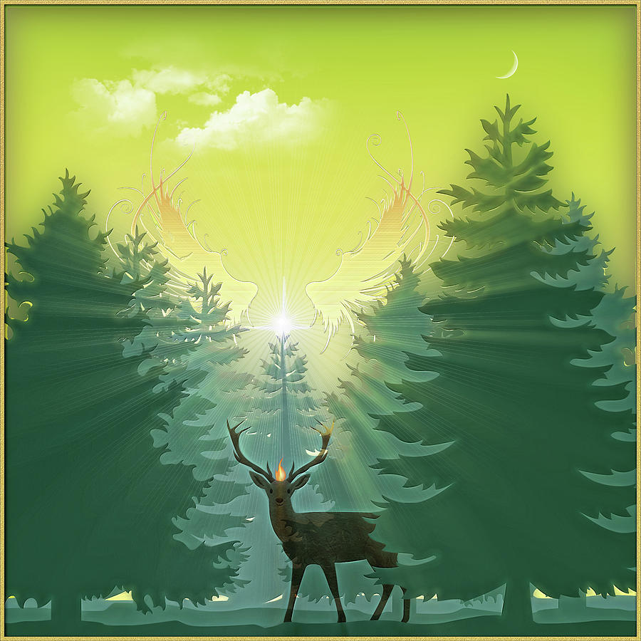 Stag in the forest Digital Art by Harald Dastis