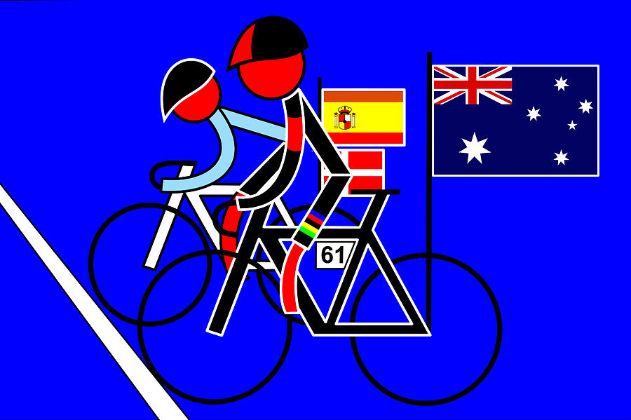 Stage 4 Cadel Evens and Contador Digital Art by Asbjorn Lonvig