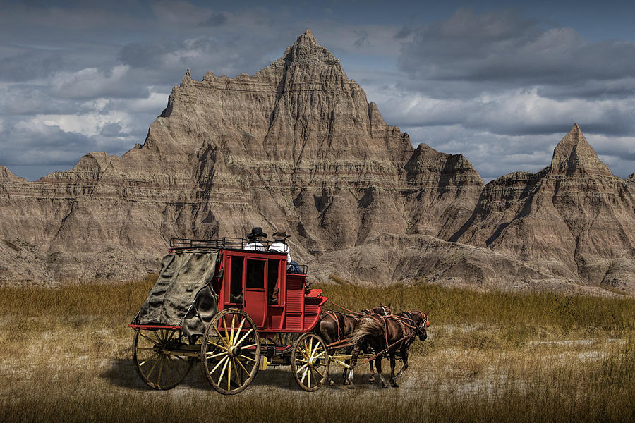 Stage Coach in the Badlands Photograph by Randall Nyhof