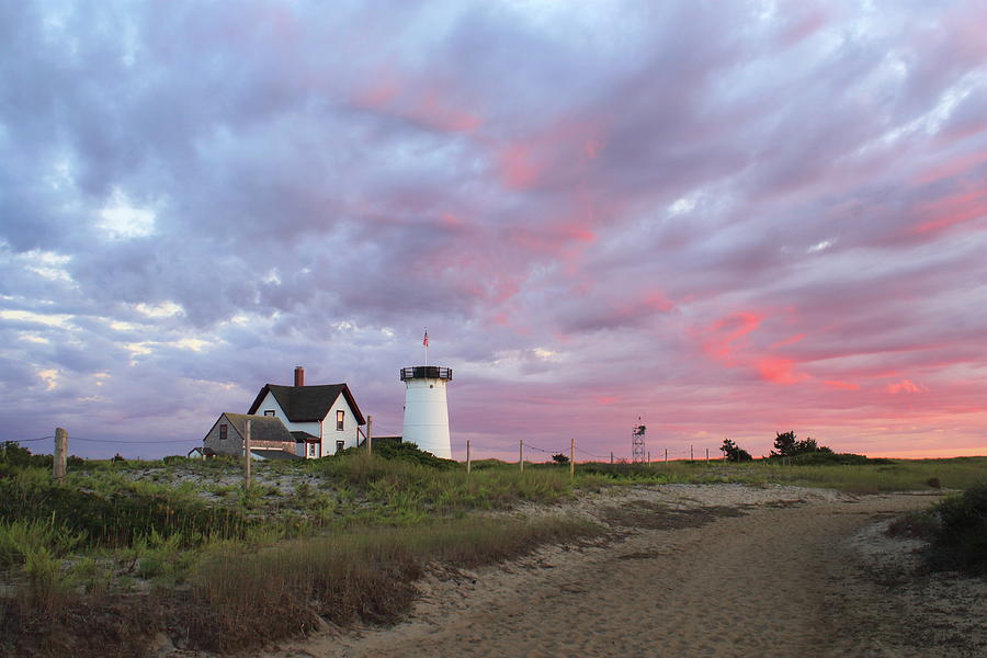 Stage Harbor Lighthouse Cape Cod Sunset Photograph by John Burk