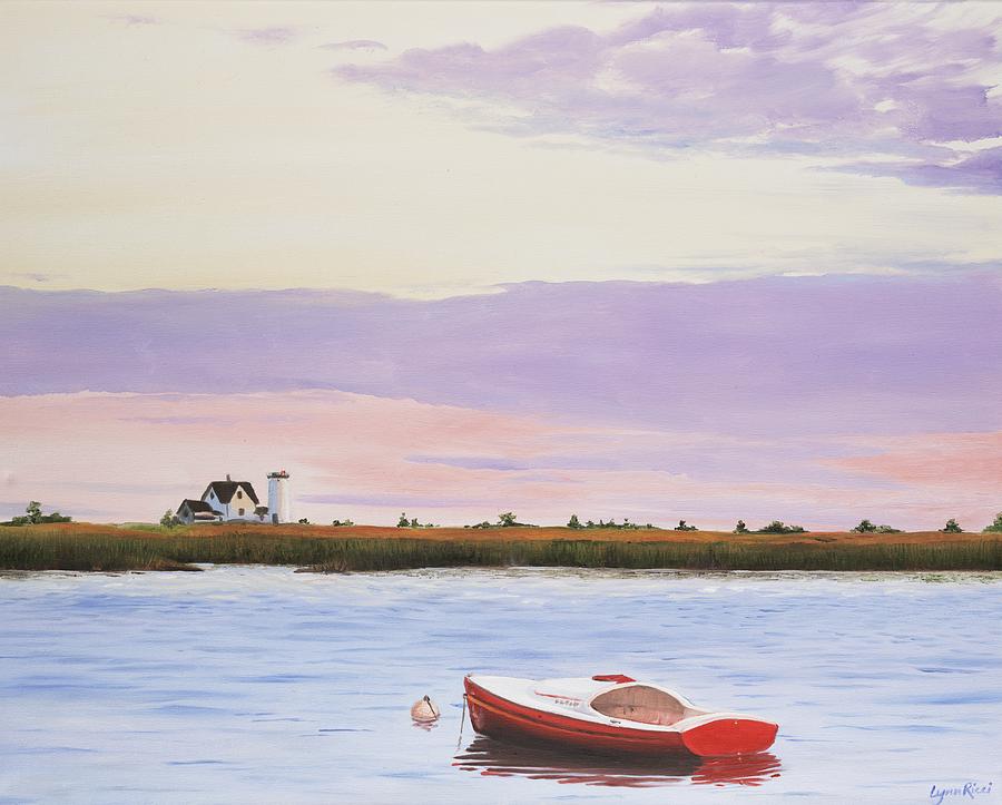 Sunset Painting - Stage Harbor Lighthouse, Chatham MA by Lynn Ricci