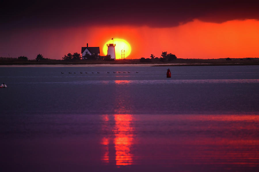 Stage Harbor Lighthouse in Chatham at Sunset Photograph by Darius Aniunas
