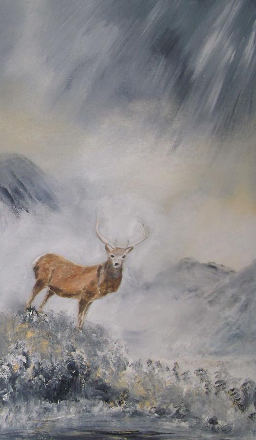 Scotland Painting - Stags and Mountains by Andy Davis