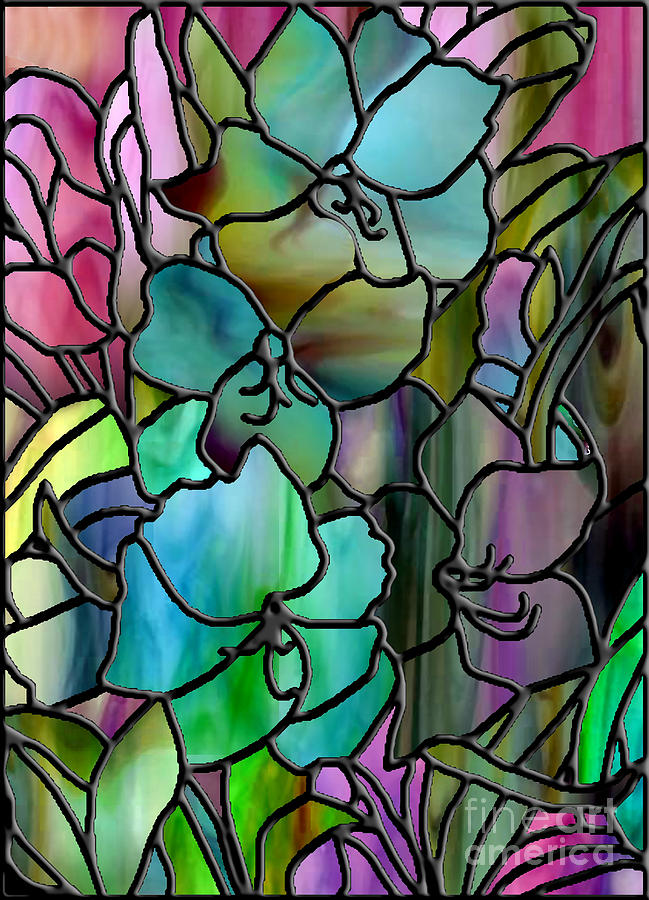 Stained Glass Amaryllis Painting by Mindy Sommers