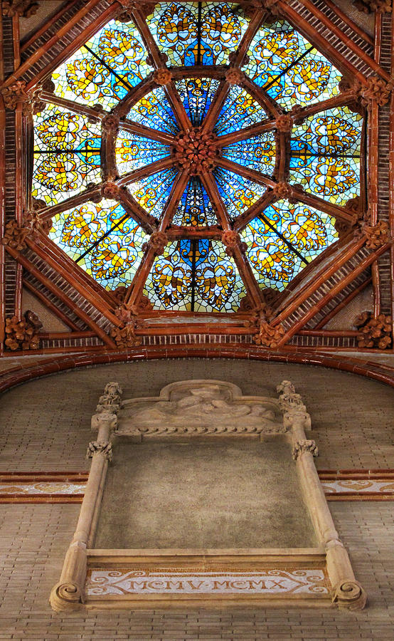 Stained Glass at Sant Pau Barcelona Spain Photograph by Dave Mills