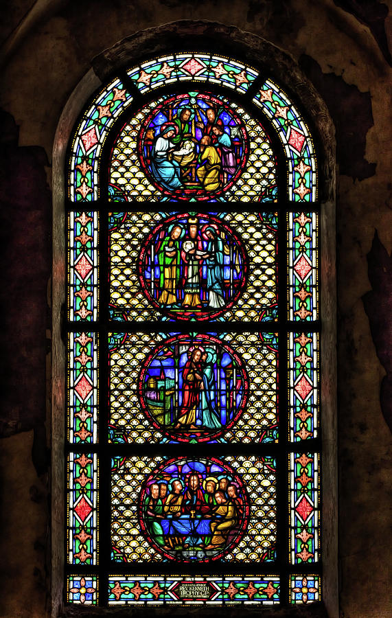 Stained Glass at the abandoned monastery 1 Photograph by John Hoey