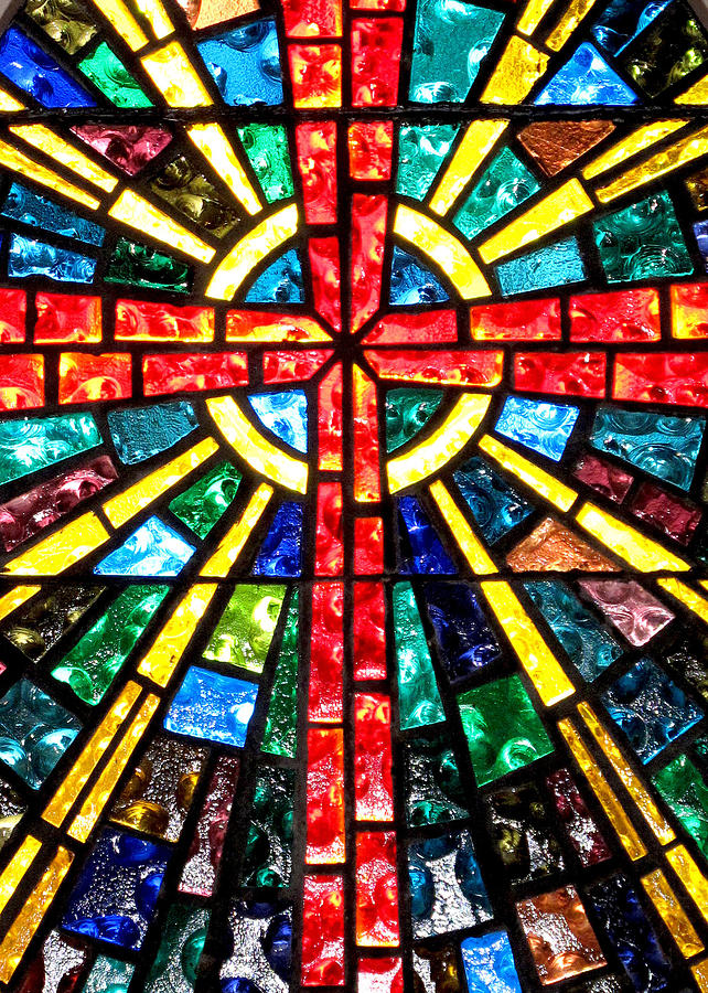 Stained Glass at The Church at La Villita    Photograph by David and Carol Kelly