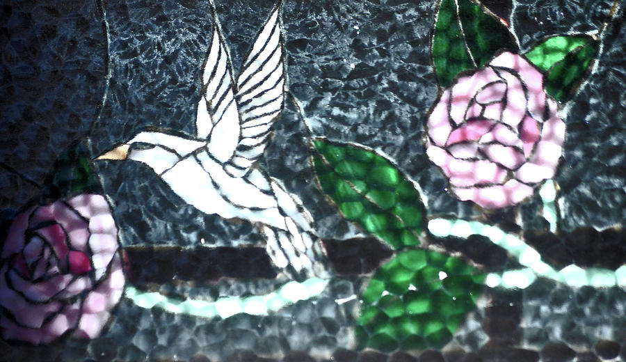 Stained Glass Bird And Flowers Photograph by Jay Milo